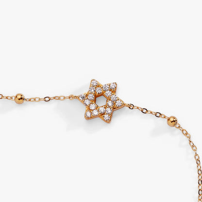 Bracelet Star of David Pave Beaded Chain, gold-tone with pavé crystals, Alex and Ani on Tampa Home & Garden Store