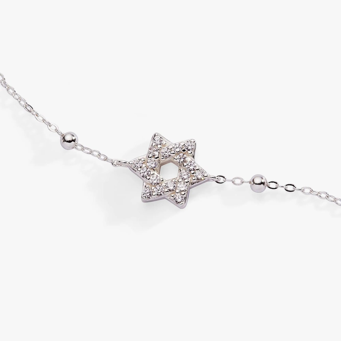 Star of David Delicate Pave Beaded Chain Bracelet by Alex and Ani, silver-tone with crystal pave on Tampa Home & Garden Store