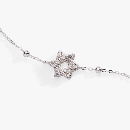 Star of David Delicate Pave Beaded Chain Bracelet by Alex and Ani, silver-tone with crystal pave on Tampa Home & Garden Store