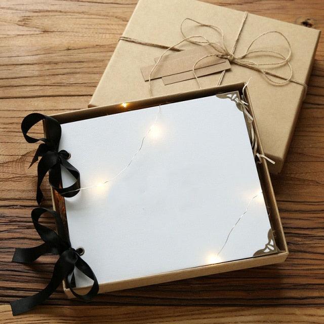 Stevvex DIY photo album wedding scrapbook hardcover 20-pages in kraft box with black ribbon on Tampa Home & Garden Store