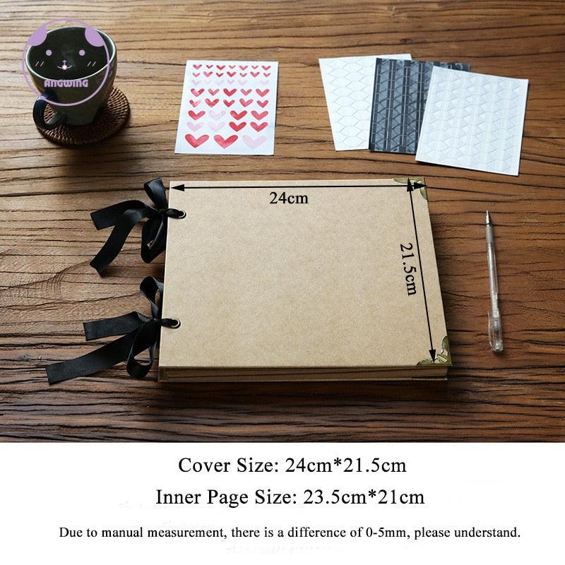 Stevvex kraft photo album with black ribbon binding, 20 pages, 24x21.5 cm wedding memory book on Tampa Home & Garden Store