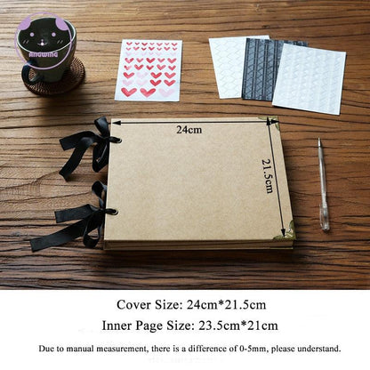 Stevvex kraft photo album with black ribbon binding, 20 pages, 24x21.5 cm wedding memory book on Tampa Home & Garden Store