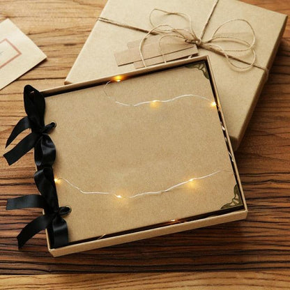 Stevvex DIY photo album scrapbook kraft brown cover with black ribbon binding, 20 pages on Tampa Home & Garden Store