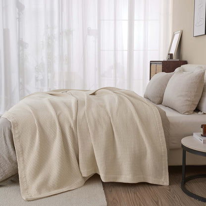 Organic Cotton And Waffle Weave Throw Blanket