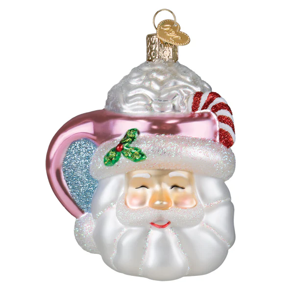 Papa Noel Mug Glass Ornament