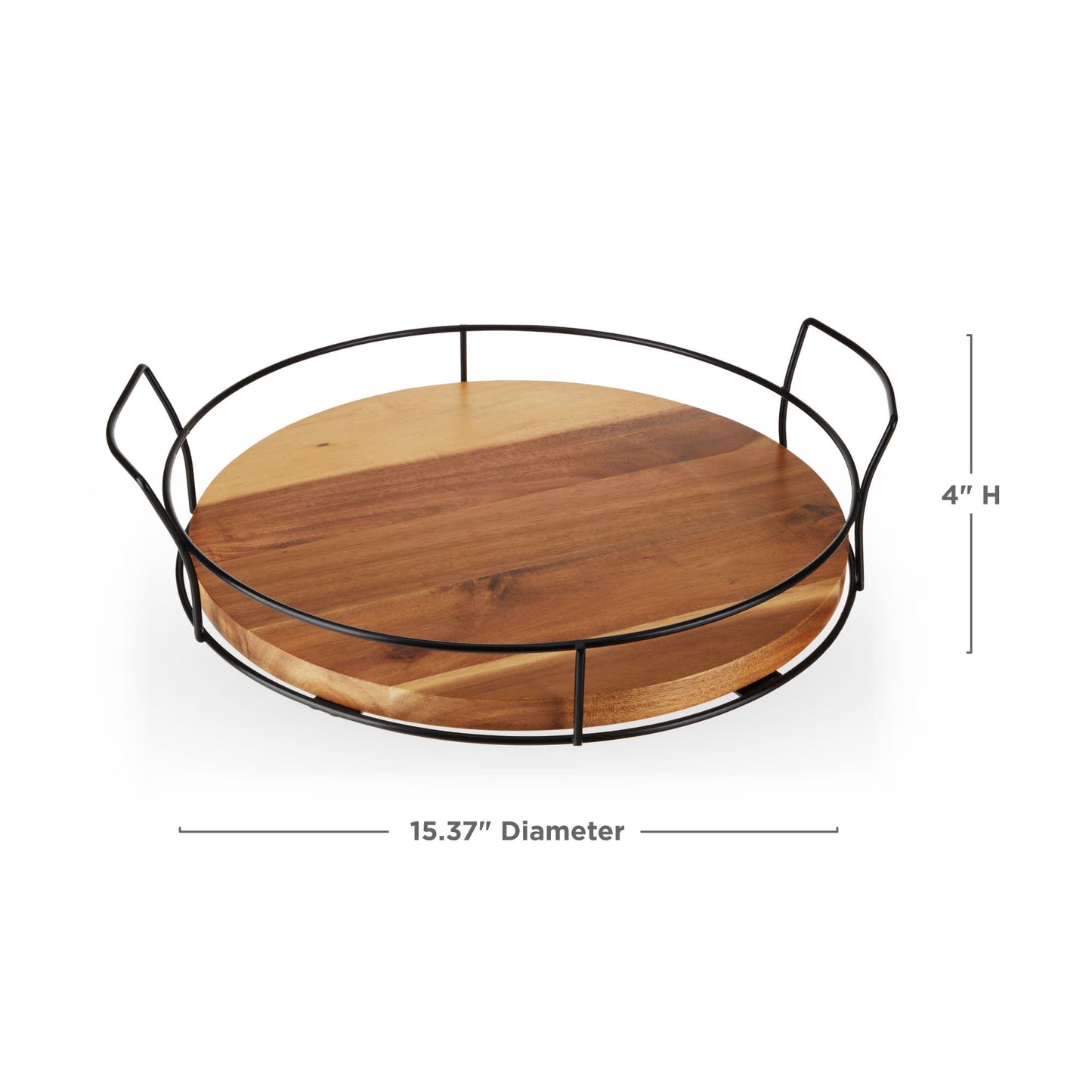 Modern Manor Acacia and Metal Cocktail Tray