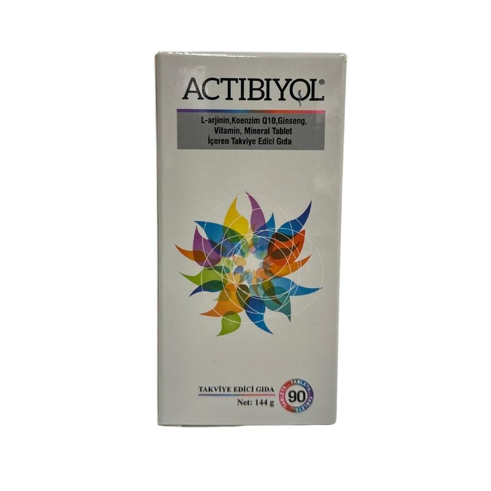 Actibiyol L-Arginine CoQ10 Ginseng supplement tablets white box flower artwork 90 tablets on Tampa Home & Garden Store