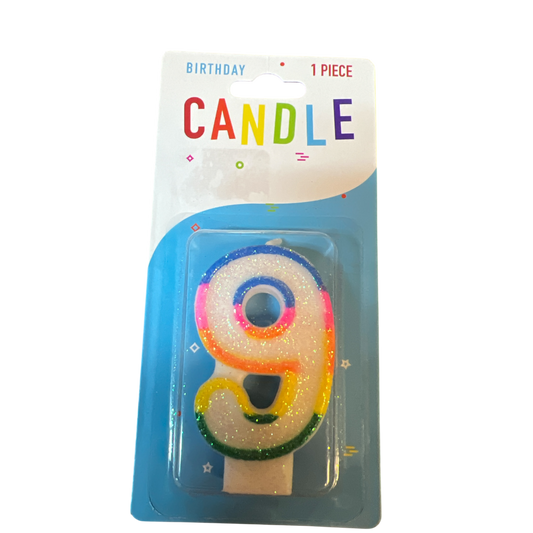 Colorful Birthday Candle - 9 - Tampa Home & Garden Store