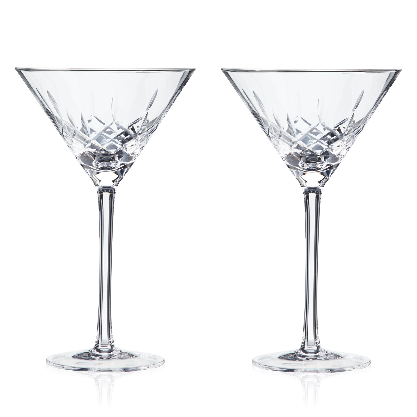Premium Set of Two Etched Crystal Martini Glasses