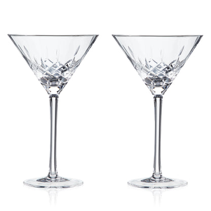 Premium Set of Two Etched Crystal Martini Glasses