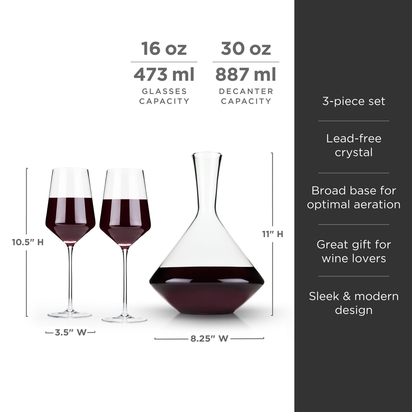 Raye Angled Crystal Wine Glass and Decanter Set
