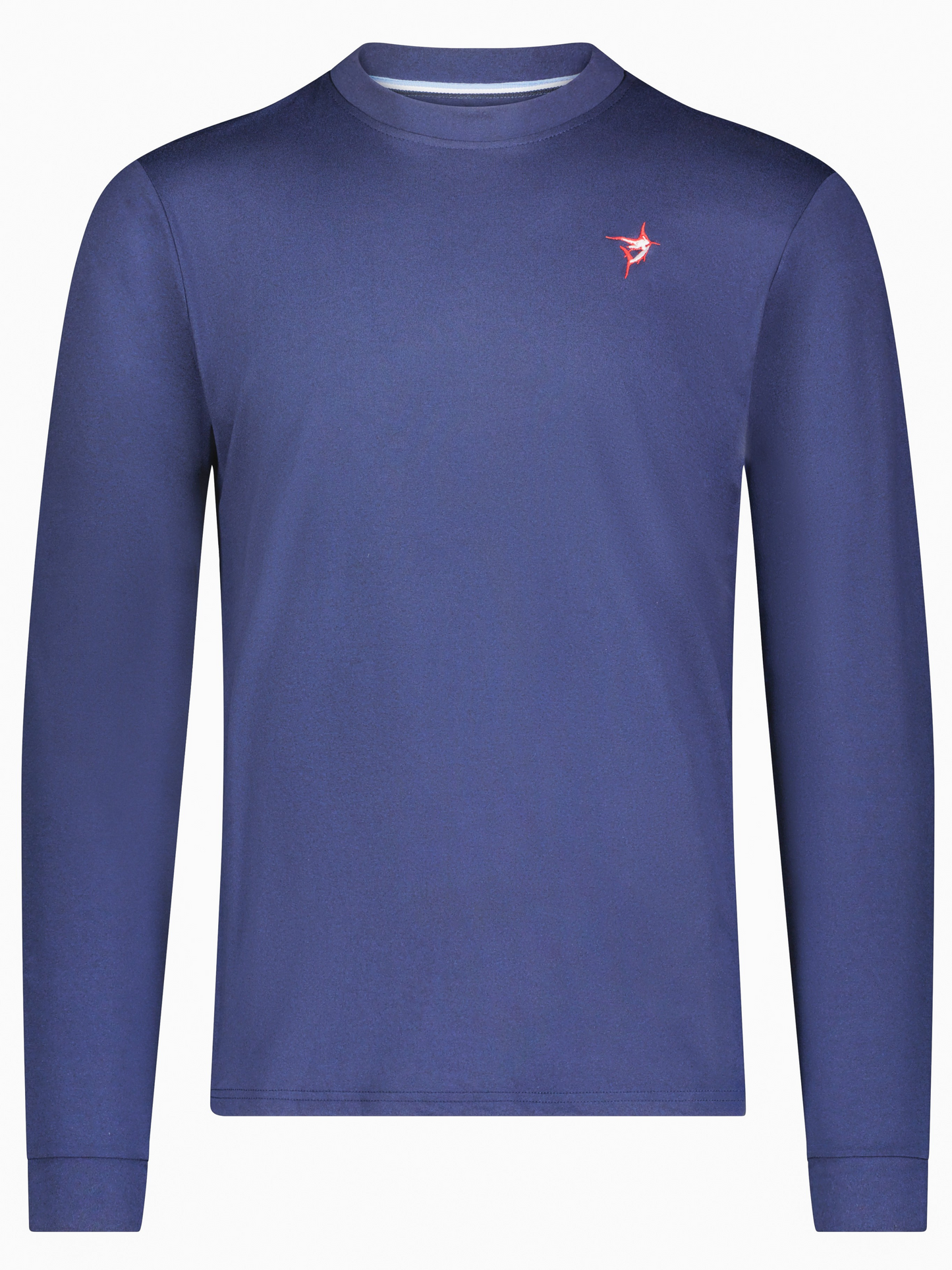 Dockside Performance Long Sleeve navy blue by White Water Life with red chest logo on Tampa Home & Garden Store