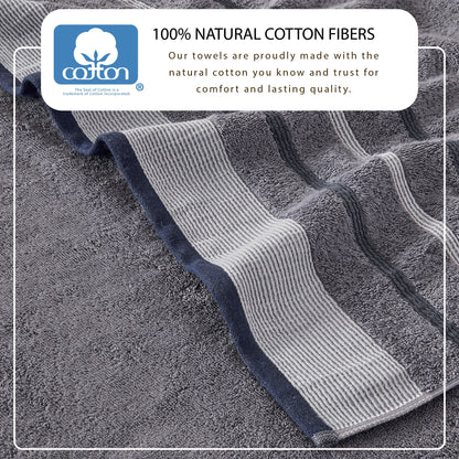 Soft Cotton Bath Towel Set and Stripe Detail