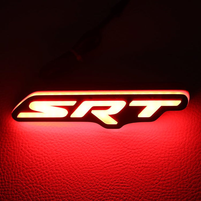 LED badge emblem Dodge SRT RGBW Flow Series with red glow, AutoLEDTech.com prebuilt lights on Tampa Home & Garden Store