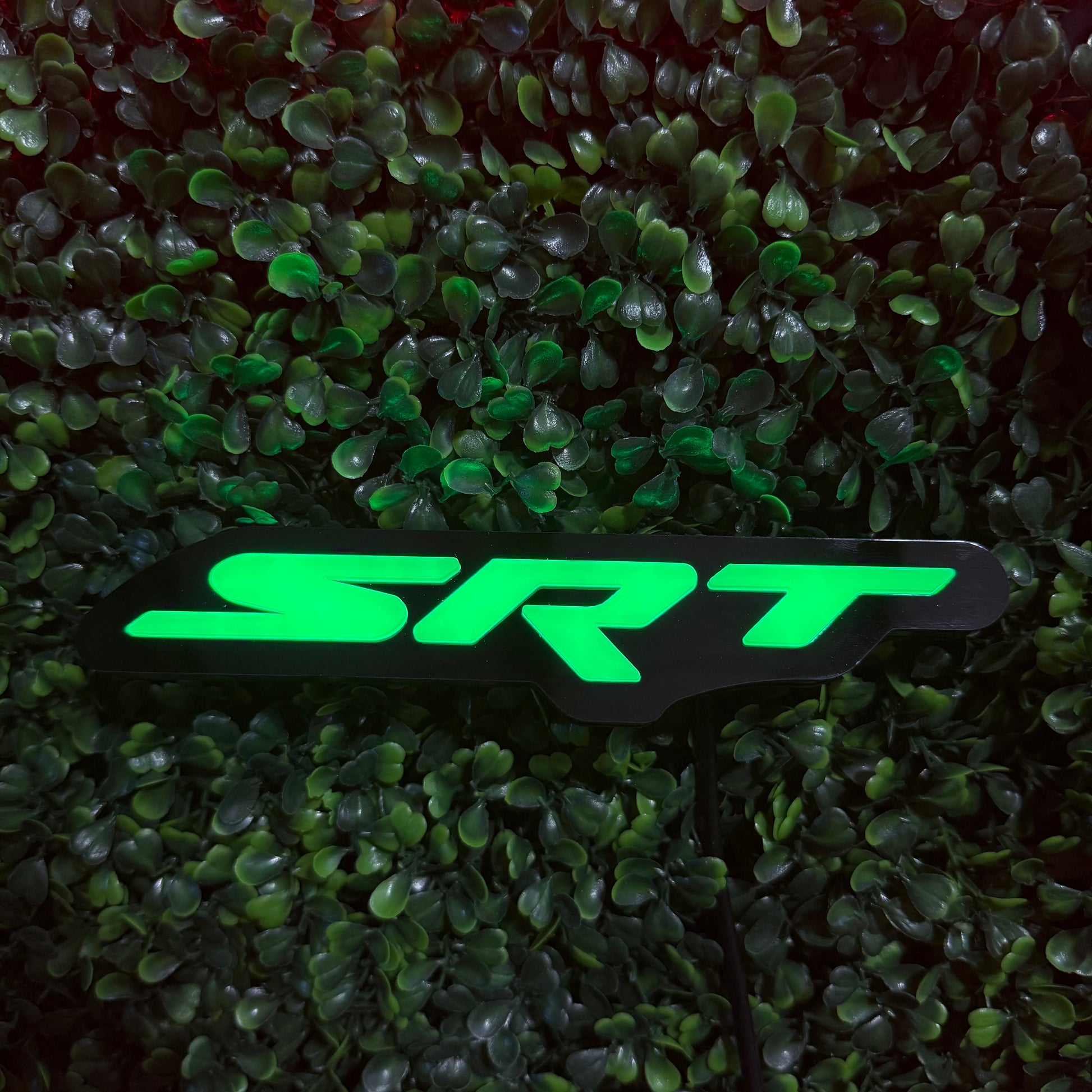 Dodge SRT RGBW Flow Series LED badge emblem, neon green vehicle badge by AutoLEDTech.com on Tampa Home & Garden Store