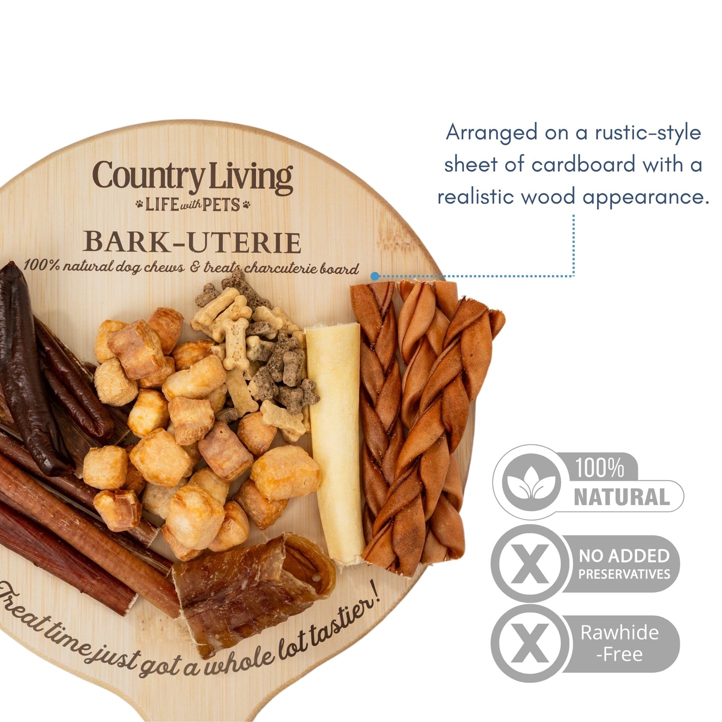 Plateau de friandises pour chiens Country Living Bark-Uterie – Assortiment de gâteries naturelles inspirées de la charcuterie | Ingrédient unique, riche en protéines, sans céréales | Pour toutes races et toutes tailles
