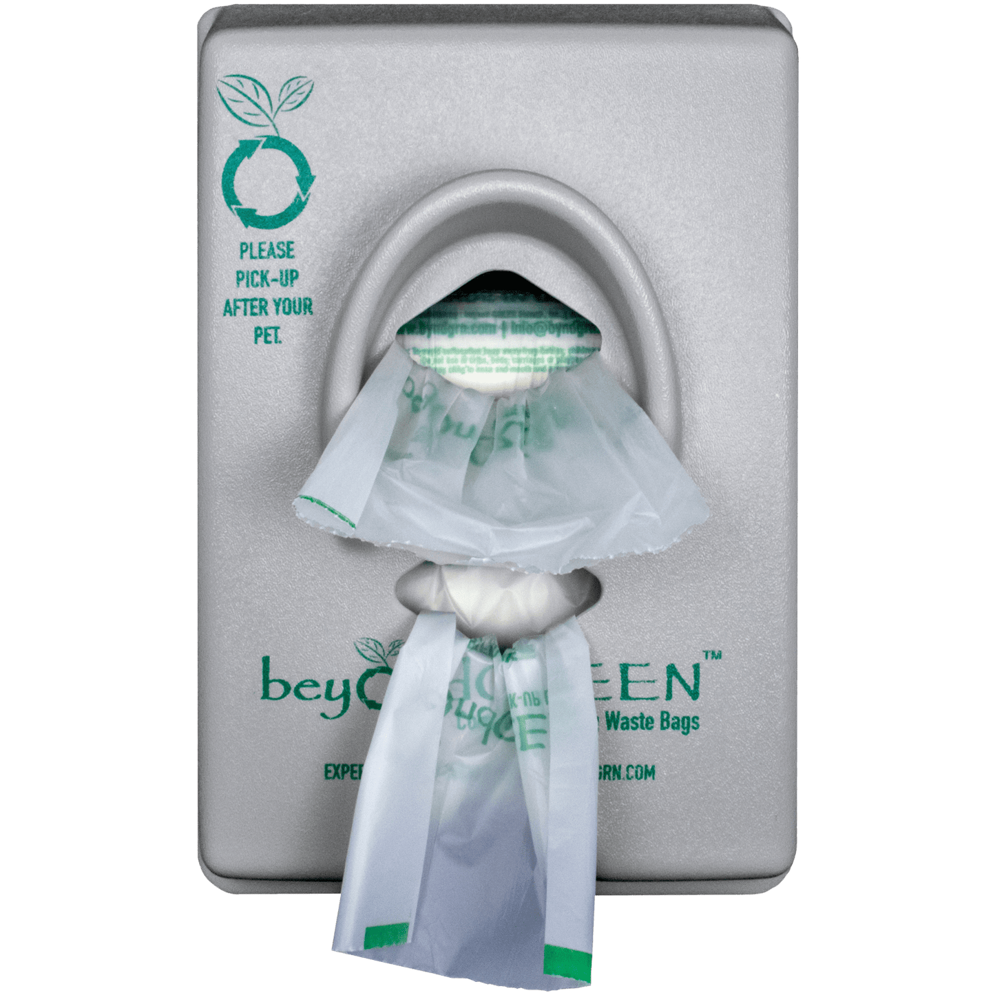 beyondGREEN Dog Waste Bag Dispenser – Wall & Pole Mount – Standard Roll Compatible, Front-Load