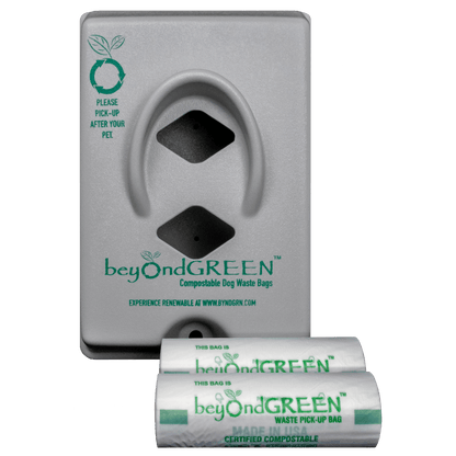 beyondGREEN Dog Waste Bag Dispenser – Wall & Pole Mount – Standard Roll Compatible, Front-Load