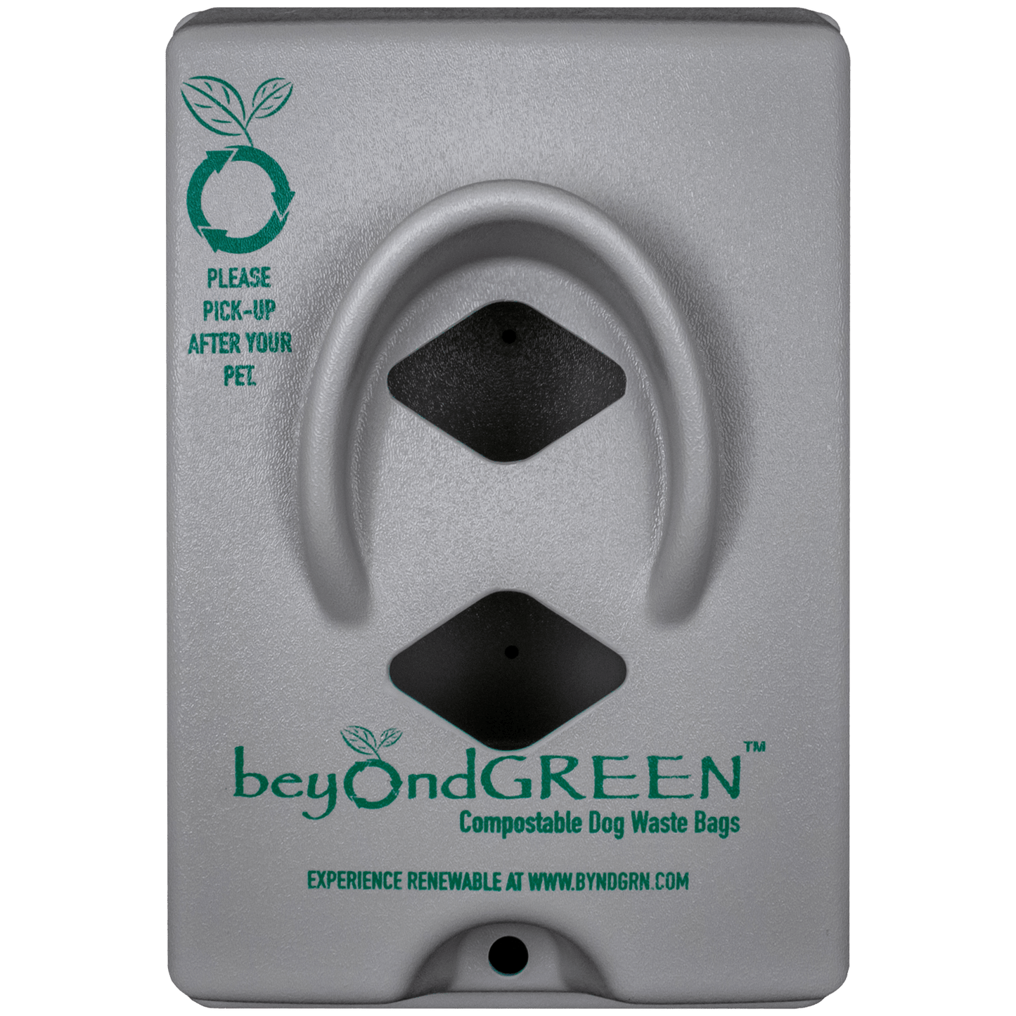 beyondGREEN Dog Waste Bag Dispenser – Wall & Pole Mount – Standard Roll Compatible, Front-Load