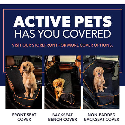 Dog rear seat cover protector; waterproof anti-slip hammock in black with orange trim; 3 covers on Tampa Home & Garden Store
