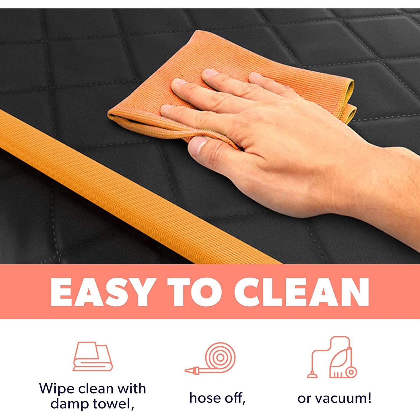 Dog rear seat cover protector waterproof hammock wiped with orange microfiber on car seat on Tampa Home & Garden Store