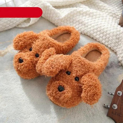 Dog Slippers Women Winter Plush Faux Fur Home
