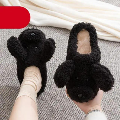 Dog Slippers Women Winter Plush Faux Fur Home