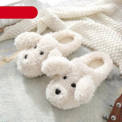 Dog Slippers Women Winter Plush Faux Fur Home