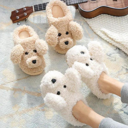 Women Cozy Fur Slippers Memory Foam Cross Band
