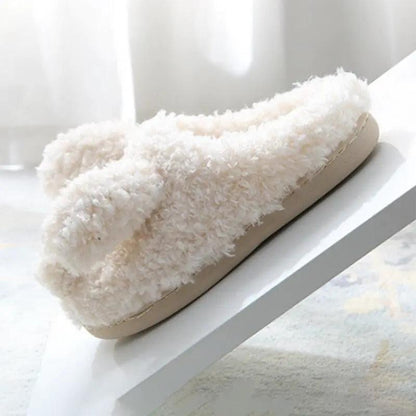 Women Cozy Fur Slippers Memory Foam Cross Band