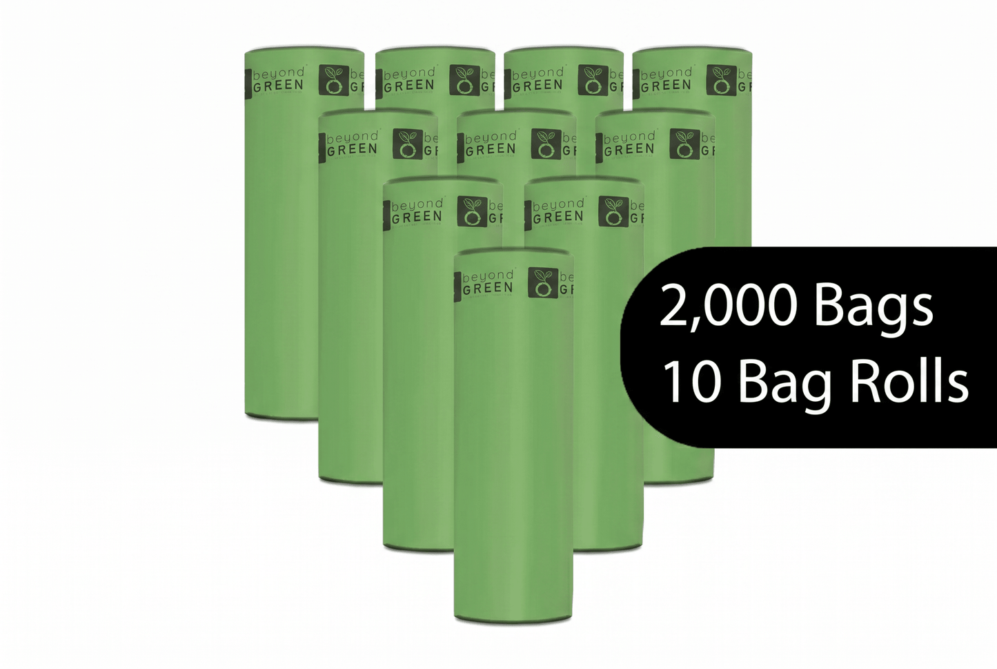 sacs à déjections canines beyondGREEN – Format vrac – 200 sacs en rouleau avec mandrin – Fabriqués aux États-Unis, anti-fuites, rouleaux pliés