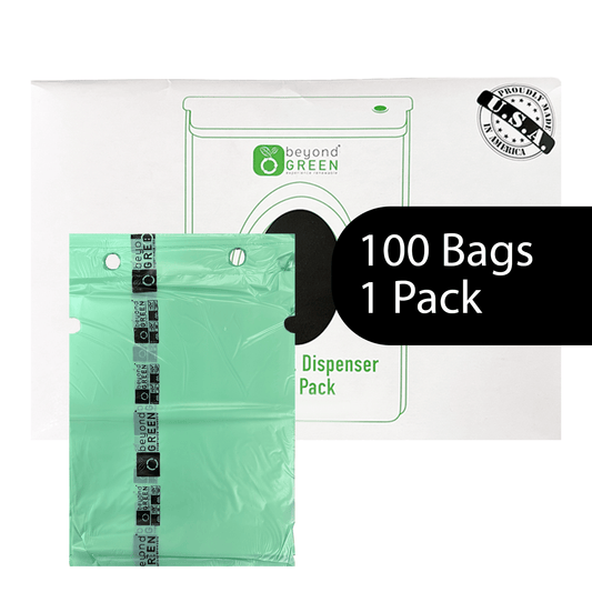 beyondGREEN Dog Waste Bags – Single-Pull Dispenser Refill Pack – Made in USA, Leak-Resistant, One-At-A-Time Dispensing (100 Bags per Pack) - Tampa Home & Garden Store