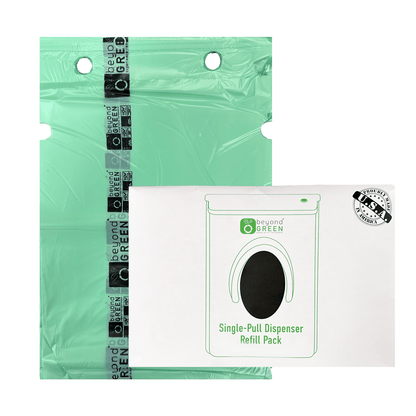 Sacs à déjections canines beyondGREEN – Recharge pour distributeur à distribution individuelle – Fabriqué aux États-Unis, anti-fuites, distribution un à un (100 sacs par paquet)