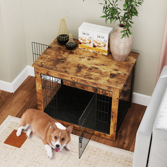 Dog Crate Furniture with Cushion and Double Doors for Small/Medium Dogs - Tampa Home & Garden Store