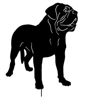 Dogue de Bordeaux garden stake wall hanging silhouette in black by Rustica Ornamentals on Tampa Home & Garden Store
