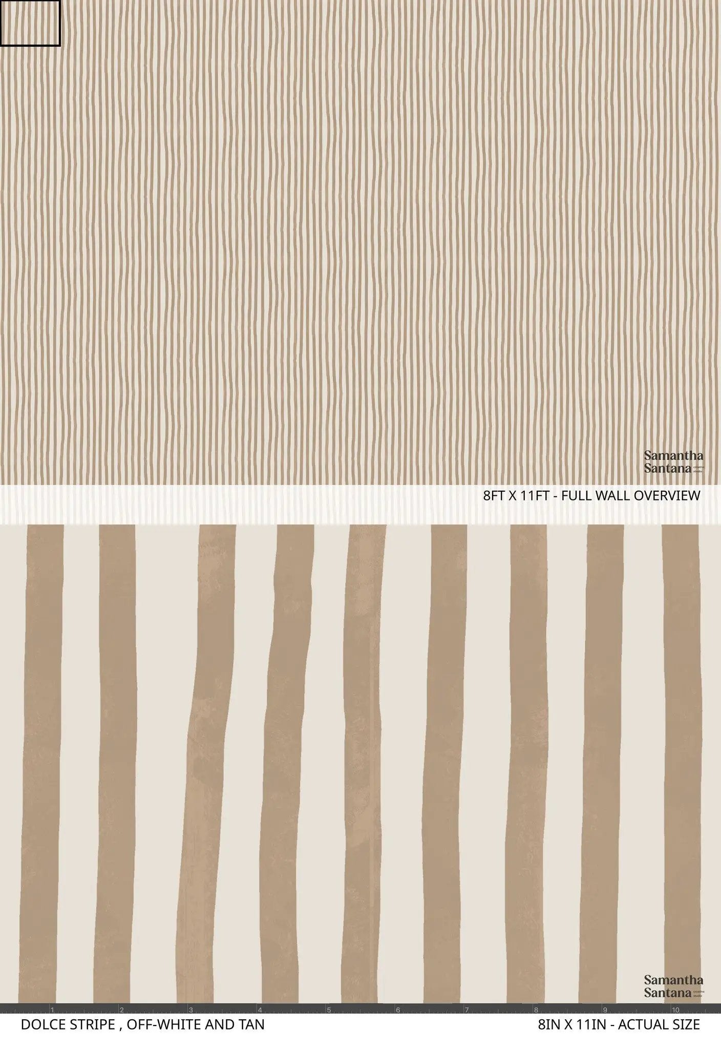Dolce Stripe wallpaper in off-white and tan with vertical stripes by Samantha Santana Creative on Tampa Home & Garden Store