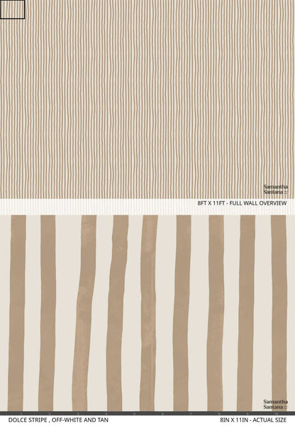 Dolce Stripe wallpaper in off-white and tan with vertical stripes by Samantha Santana Creative on Tampa Home & Garden Store