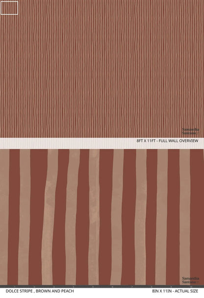 Wallpaper Dolce Stripe in brown and peach with stripes by Samantha Santana Creative on Tampa Home & Garden Store