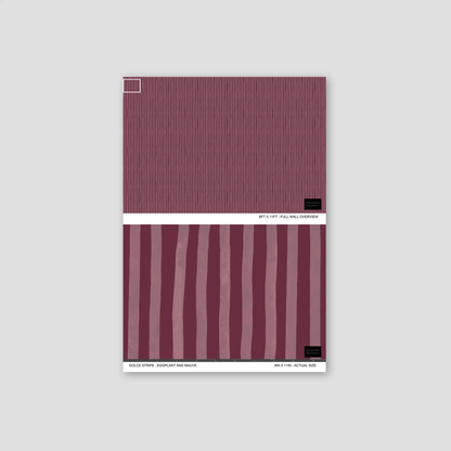 Dolce Stripe wallpaper eggplant and mauve with vertical stripe pattern by Samantha Santana Creative on Tampa Home & Garden Store