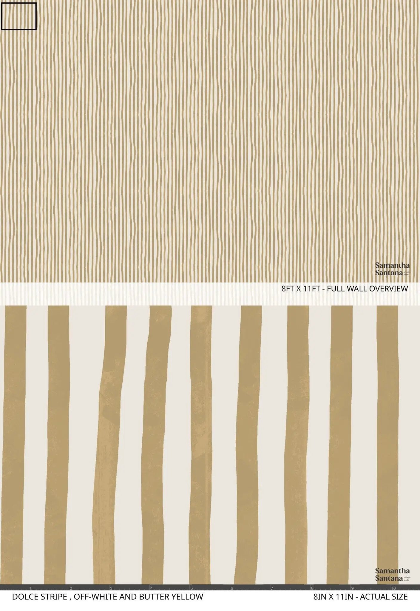 Wallpaper Dolce Stripe off-white and butter yellow with thin vertical stripes Samantha Santana on Tampa Home & Garden Store