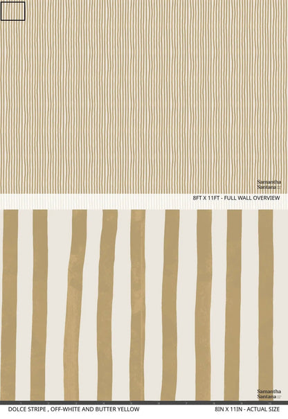 Wallpaper Dolce Stripe off-white and butter yellow with thin vertical stripes Samantha Santana on Tampa Home & Garden Store