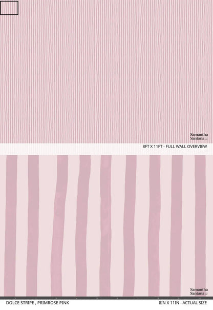 Dolce Stripe Primrose Pink wallpaper pink vertical stripes by Samantha Santana Creative on Tampa Home & Garden Store