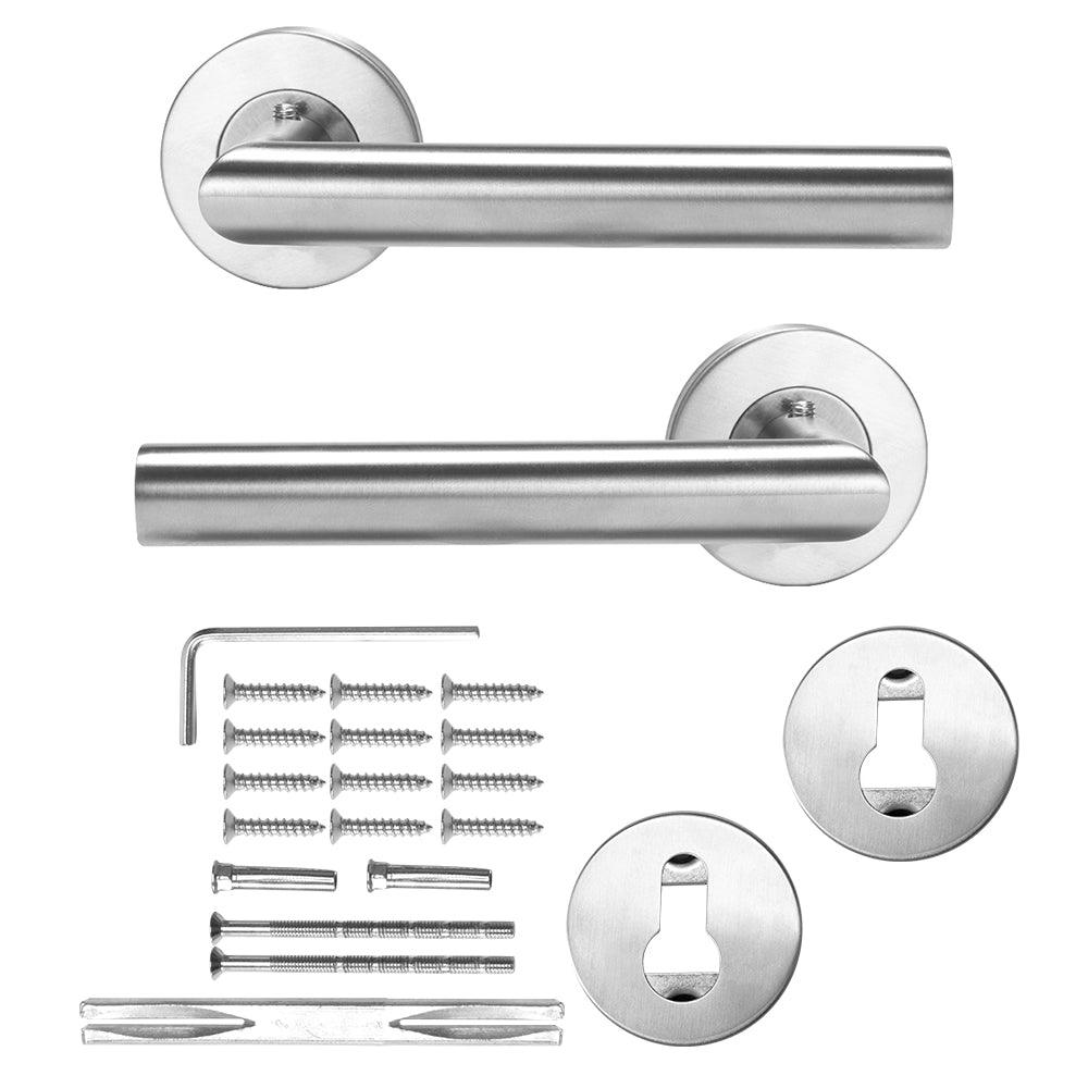 Stainless steel interior door handle set with round backplates, 2-pack by Stevvex on Tampa Home & Garden Store