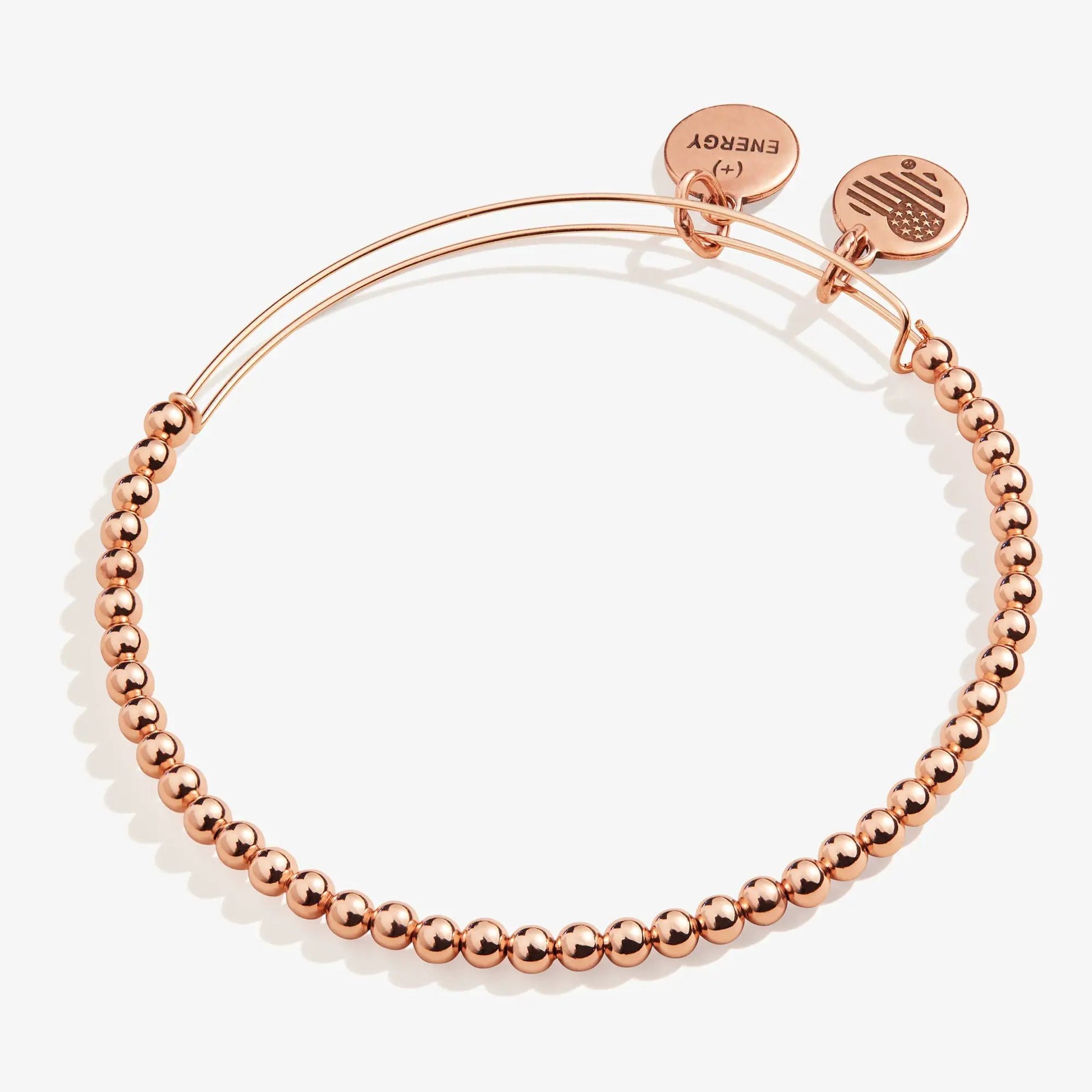 Dot Beaded Bracelet by ALEX AND ANI in rose gold tone with round beads and energy discs on Tampa Home & Garden Store