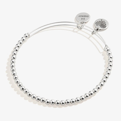 Dot Beaded Bracelet by ALEX AND ANI with silver-tone beads and curved wires, branded disk charm on Tampa Home & Garden Store