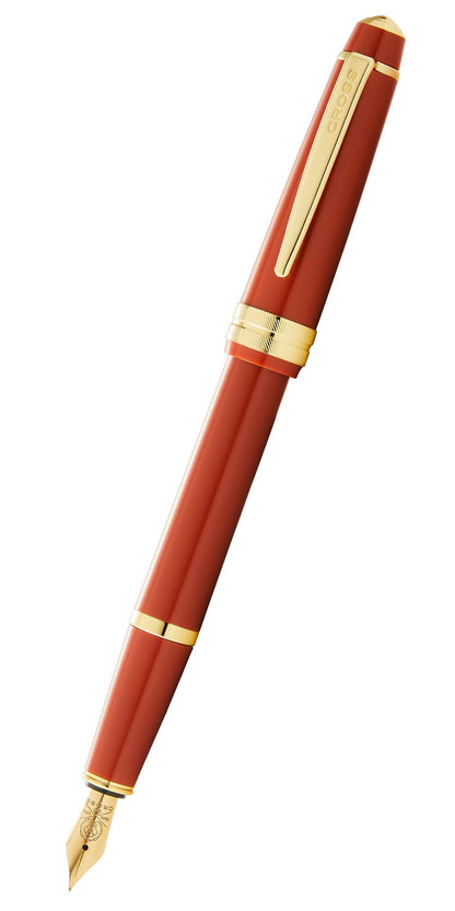 Bailey Light amber resin fountain pen with gold-tone trim and extra fine nib by A.T. Cross on Tampa Home & Garden Store