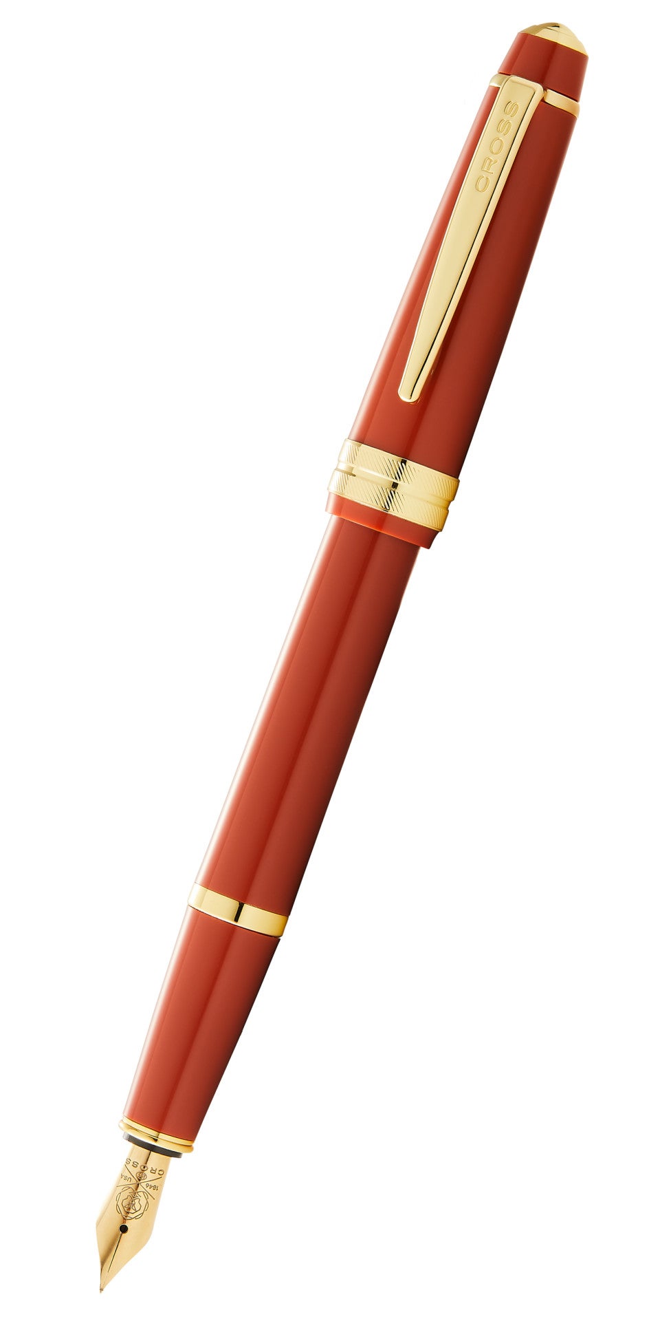 Bailey Light Amber Resin Fountain Pen with gold tone clip and fine nib by A.T. Cross on Tampa Home & Garden Store