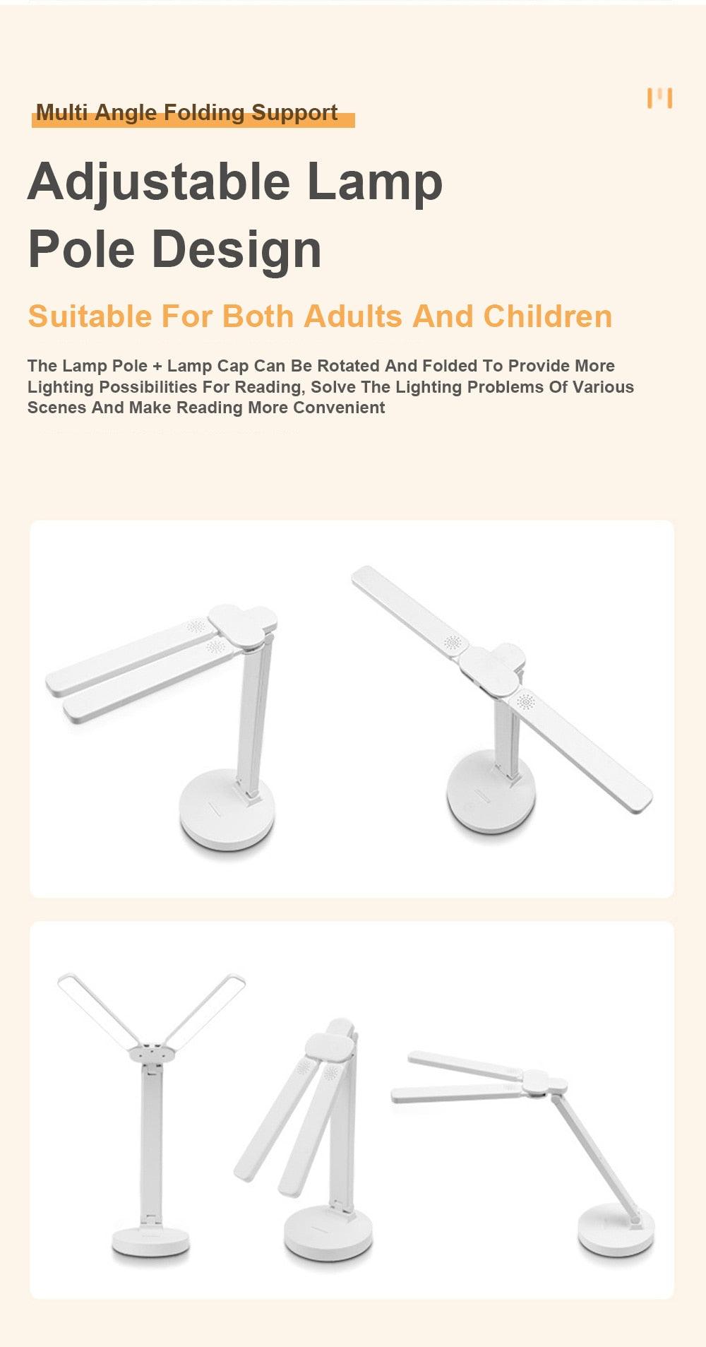 Desk lamp Stevvex white foldable dual-arm LED reading light with phone bracket on Tampa Home & Garden Store