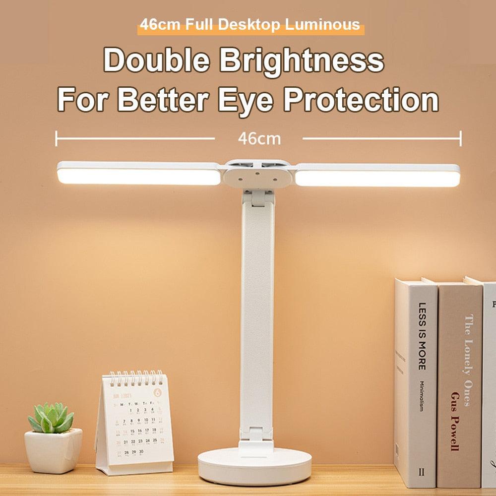 Stevvex desk lamp dual LED bars, foldable reading light with white base on Tampa Home & Garden Store