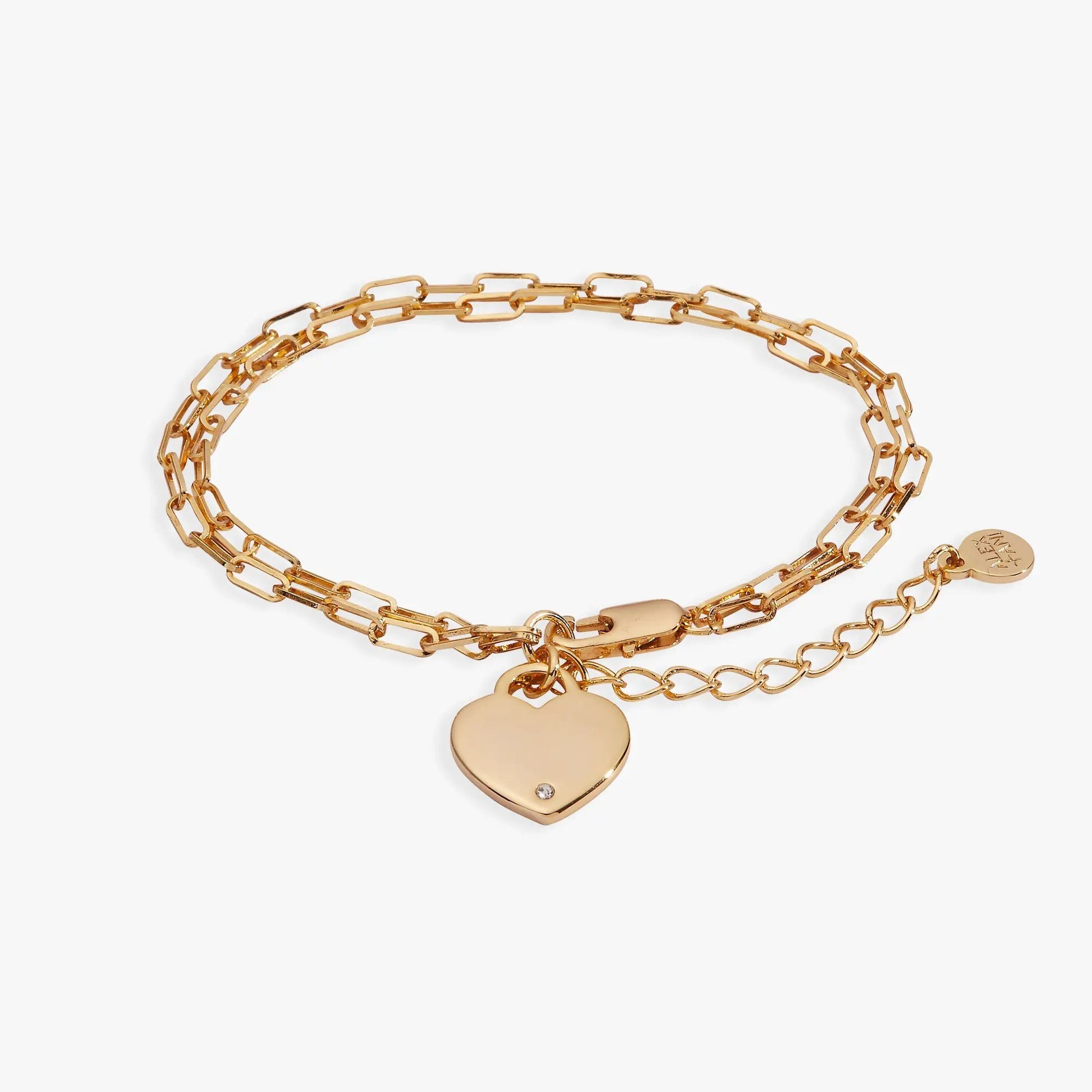 Heart Charm Double Paperclip Chain Bracelet by Alex and Ani, rose-gold tone with heart pendant on Tampa Home & Garden Store